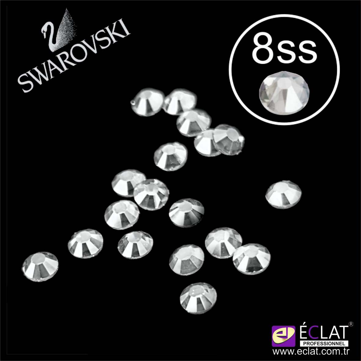 SWAROVSKİ%20KRİSTAL%20ŞEFFAF%208%20SS