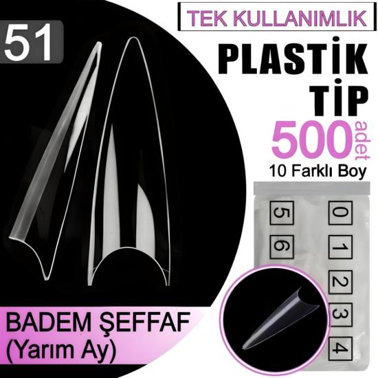 BADEM ŞEFFAF UZUN PLASTİK TİP ULTRA İNCE 500 ADET