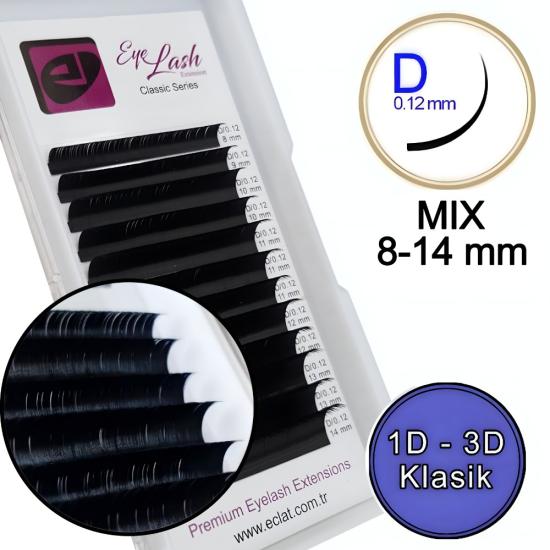 KLASİK  İpek Kirpik D MİX (8-14 mm) / KALINLIK 0.12 mm