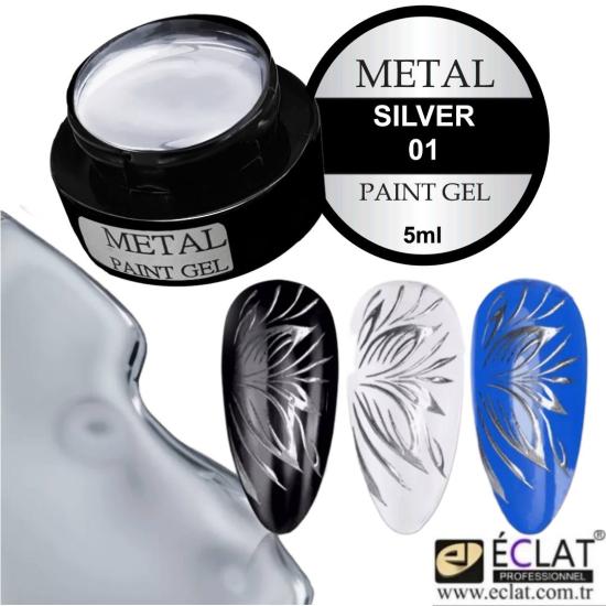 METAL SILVER PAINT GEL (GÜMÜŞ ÇİZİM JEL BOYASI) 5 gr