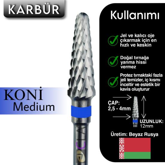 FREZE MAKİNE TÖRPÜ UCU KONİ ŞEKLİ KARBÜR (MAVİ)