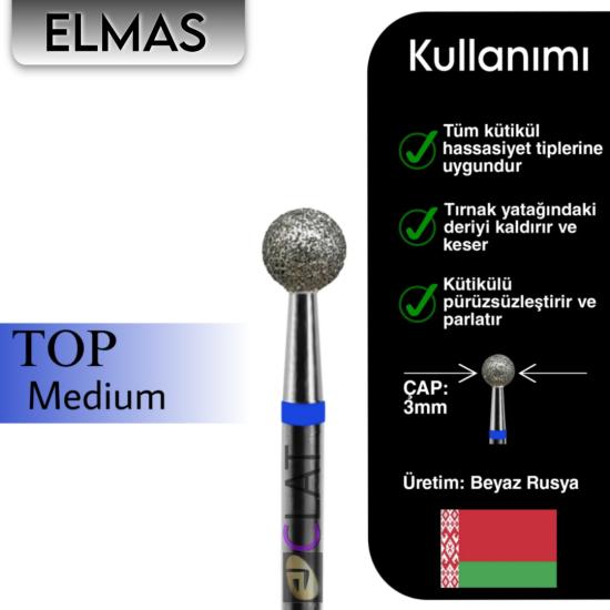 FREZE MAKİNE TÖRPÜ UCU TOP 3 mm (MAVİ)