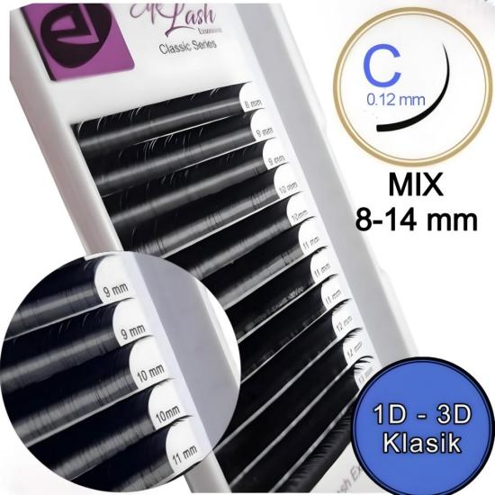 C KIVRIM İPEK KİRPİK 0,12mm (KLASİK) 8-14mm mix SİYAH 