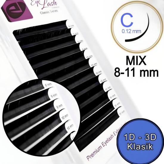 C KIVRIM İPEK KİRPİK 0,12mm (KLASİK) 8-11mm mix SİYAH 