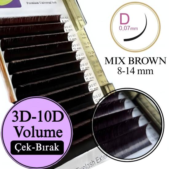 D KIVRIM İPEK KİRPİK 0,07mm (ÇEK BIRAK)MİX 8-14 mm KAHVERENGİ 