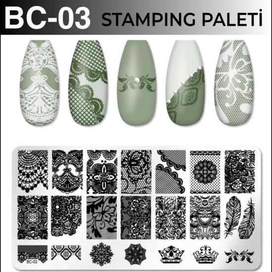 Tırnak Damga Stamping Desen Plaka Metal BC03